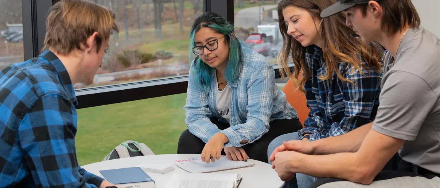 Four undergraduate students during a group study session